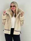 Jacke Kunstfell Lederoptik-Details in Beige Art. 6388