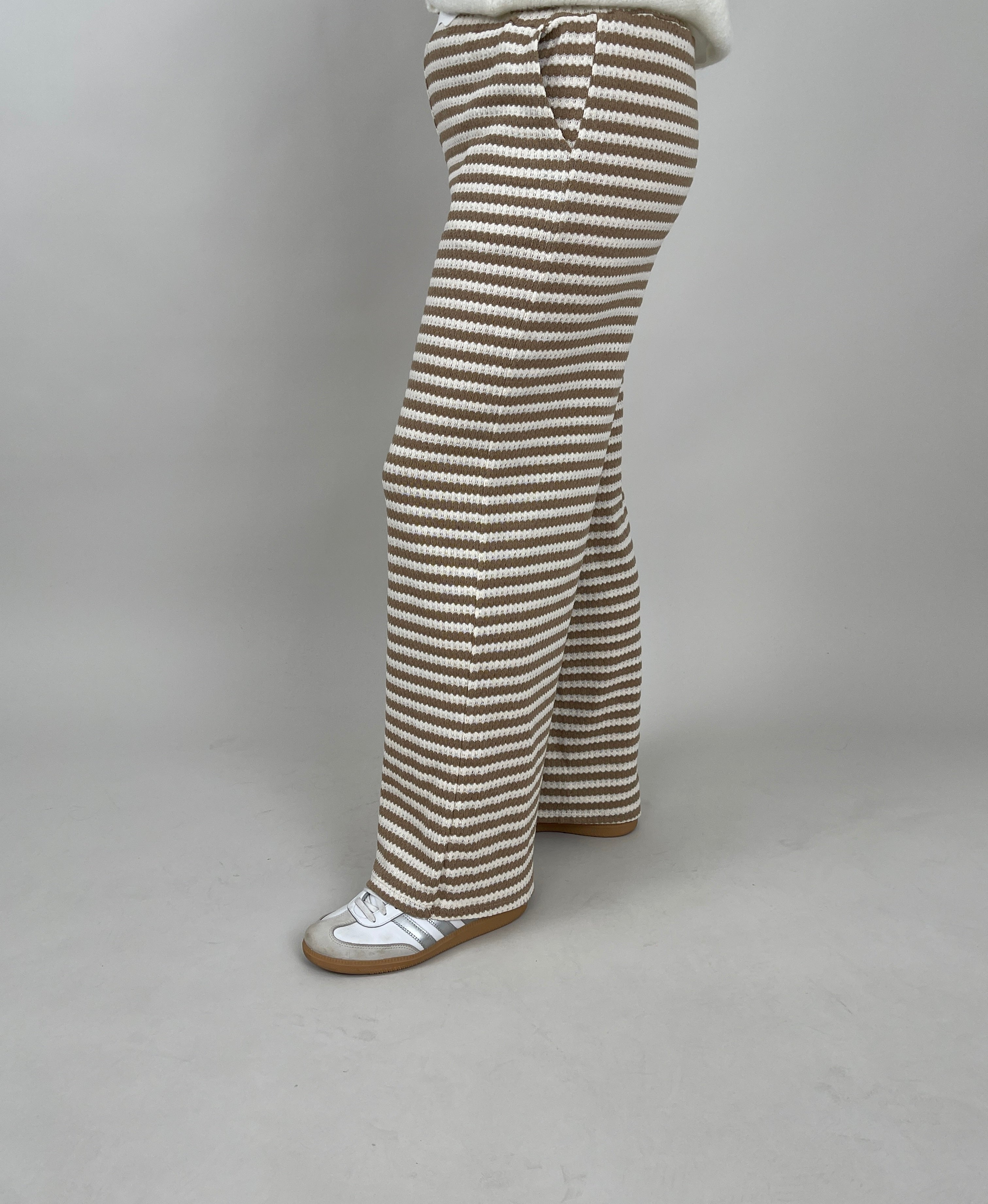 Strickhose Streifen in Camel