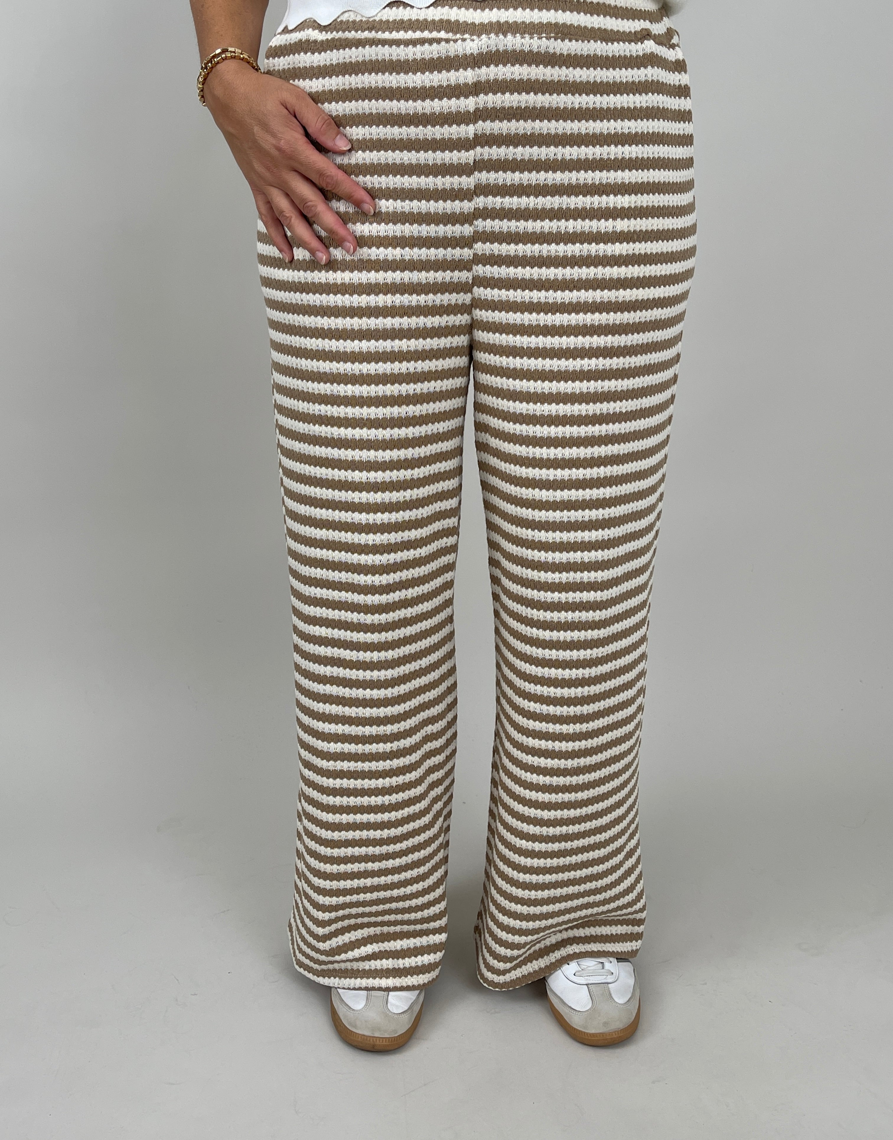 Strickhose Streifen in Camel