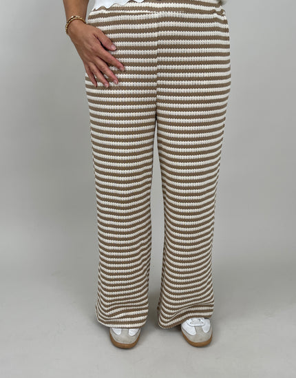 Strickhose Streifen in Camel