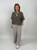 Strickhose Streifen in Taupe