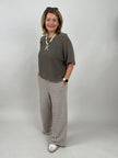 Strickhose Streifen in Taupe