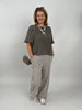 Strickhose Streifen in Taupe