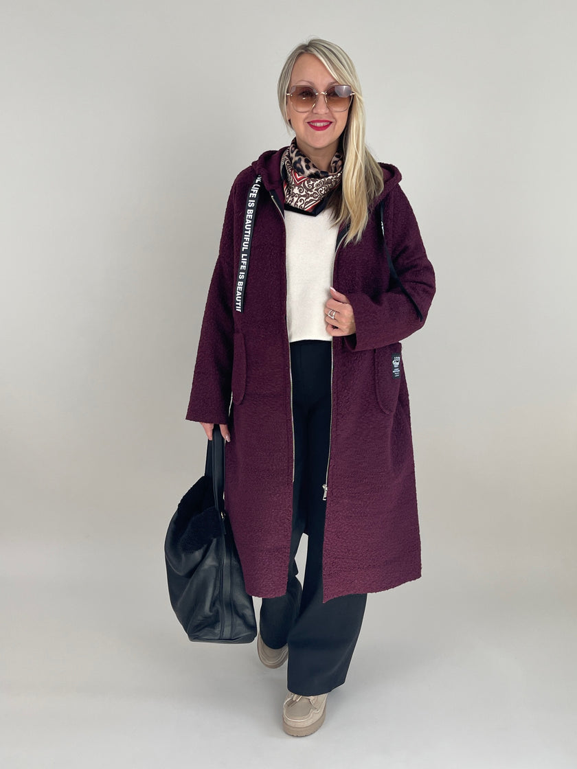 Mantel Bouclé in Pflaume Art. 6418