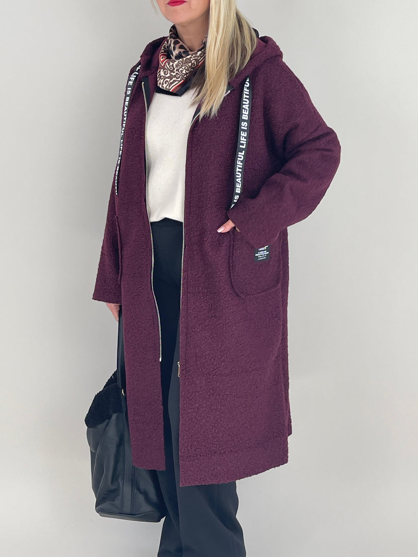 Mantel Bouclé in Pflaume Art. 6418
