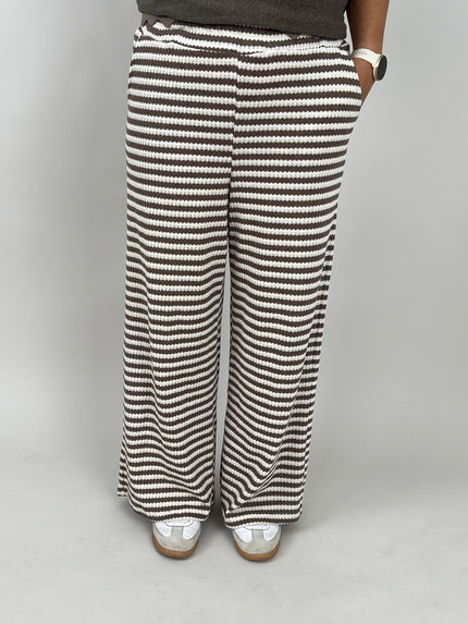 Strickhose Streifen in Taupe
