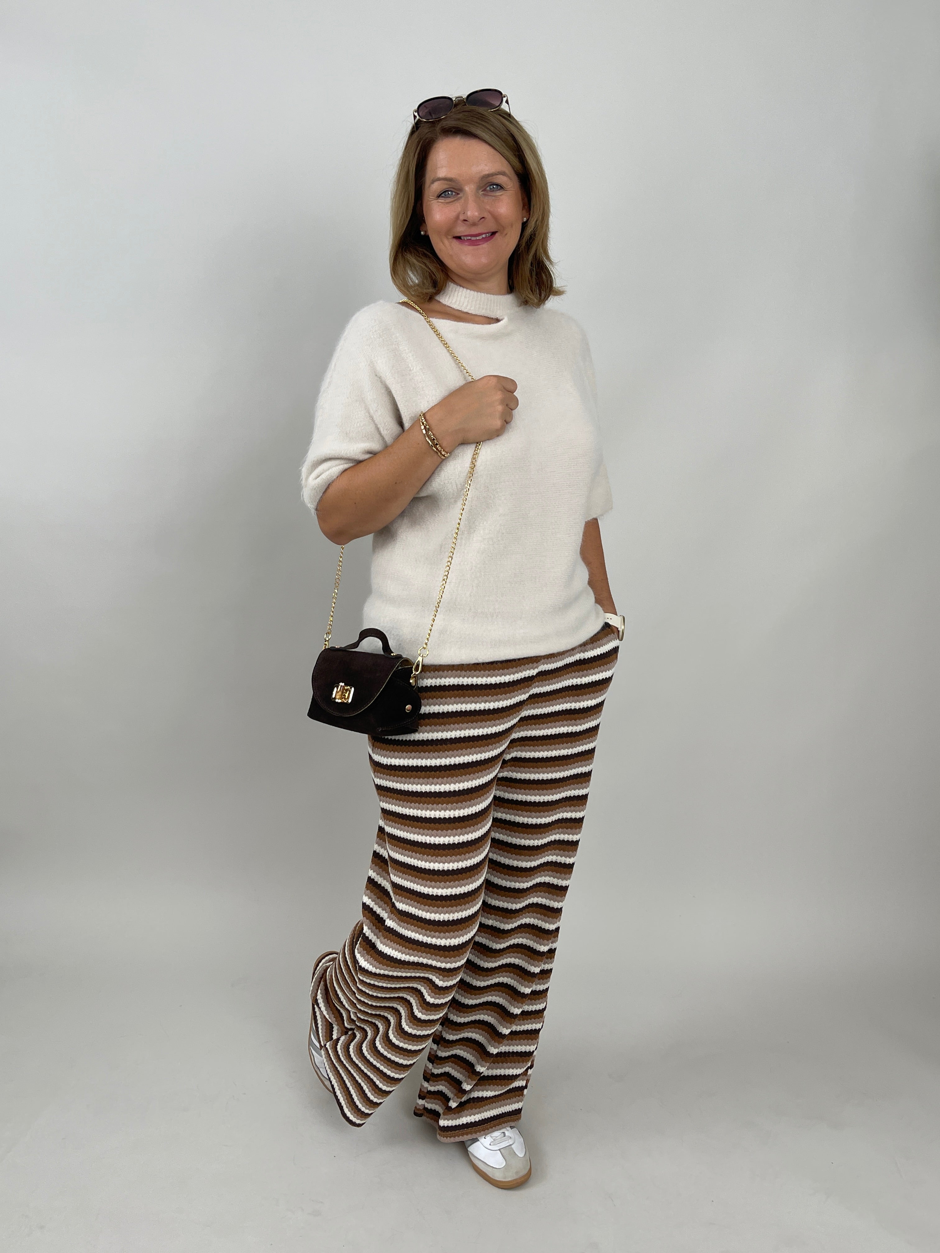 Strickhose Streifen in Brauntönen