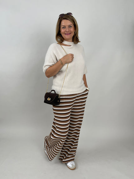 Strickhose Streifen in Brauntönen