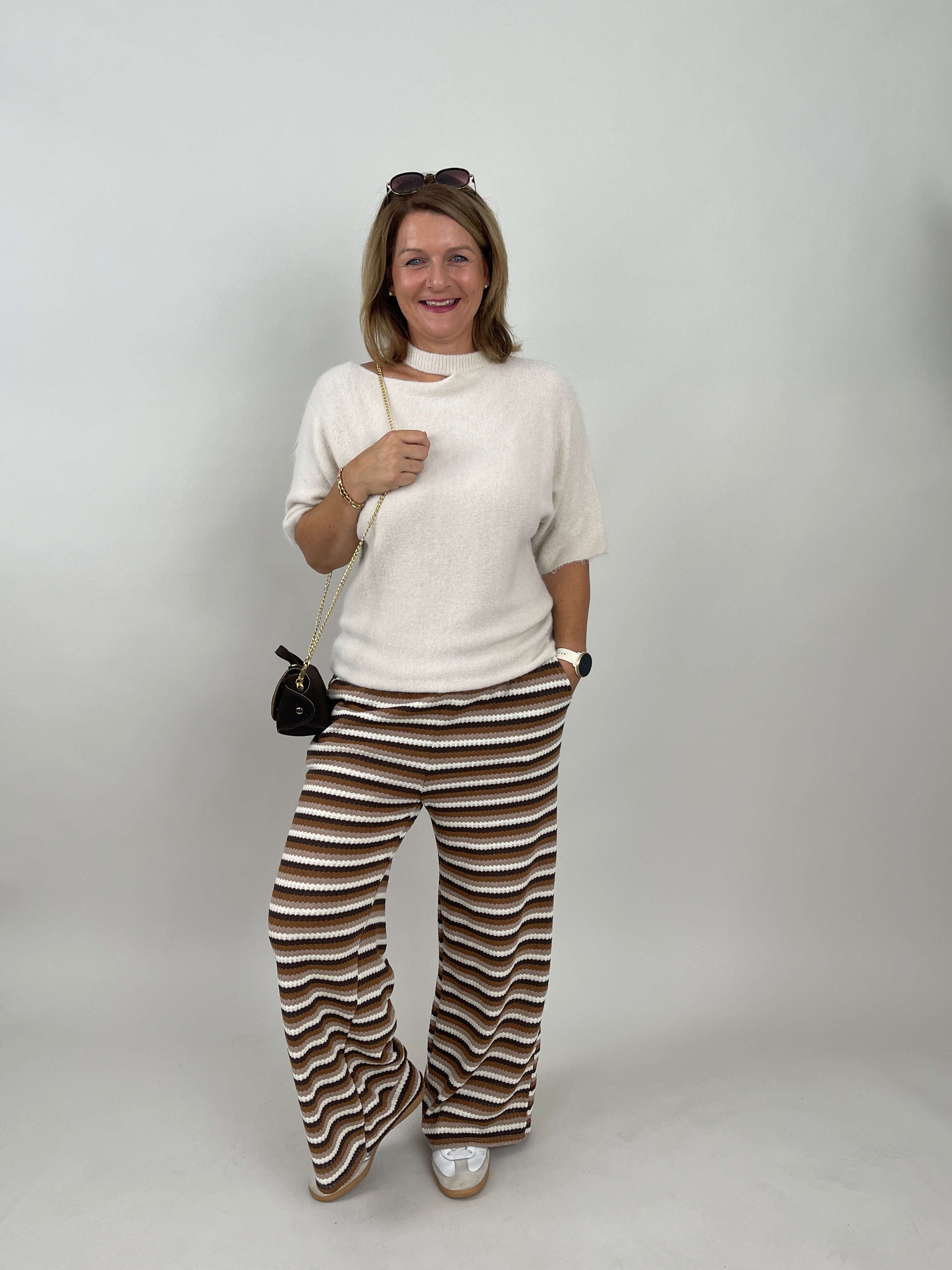 Strickhose Streifen in Brauntönen