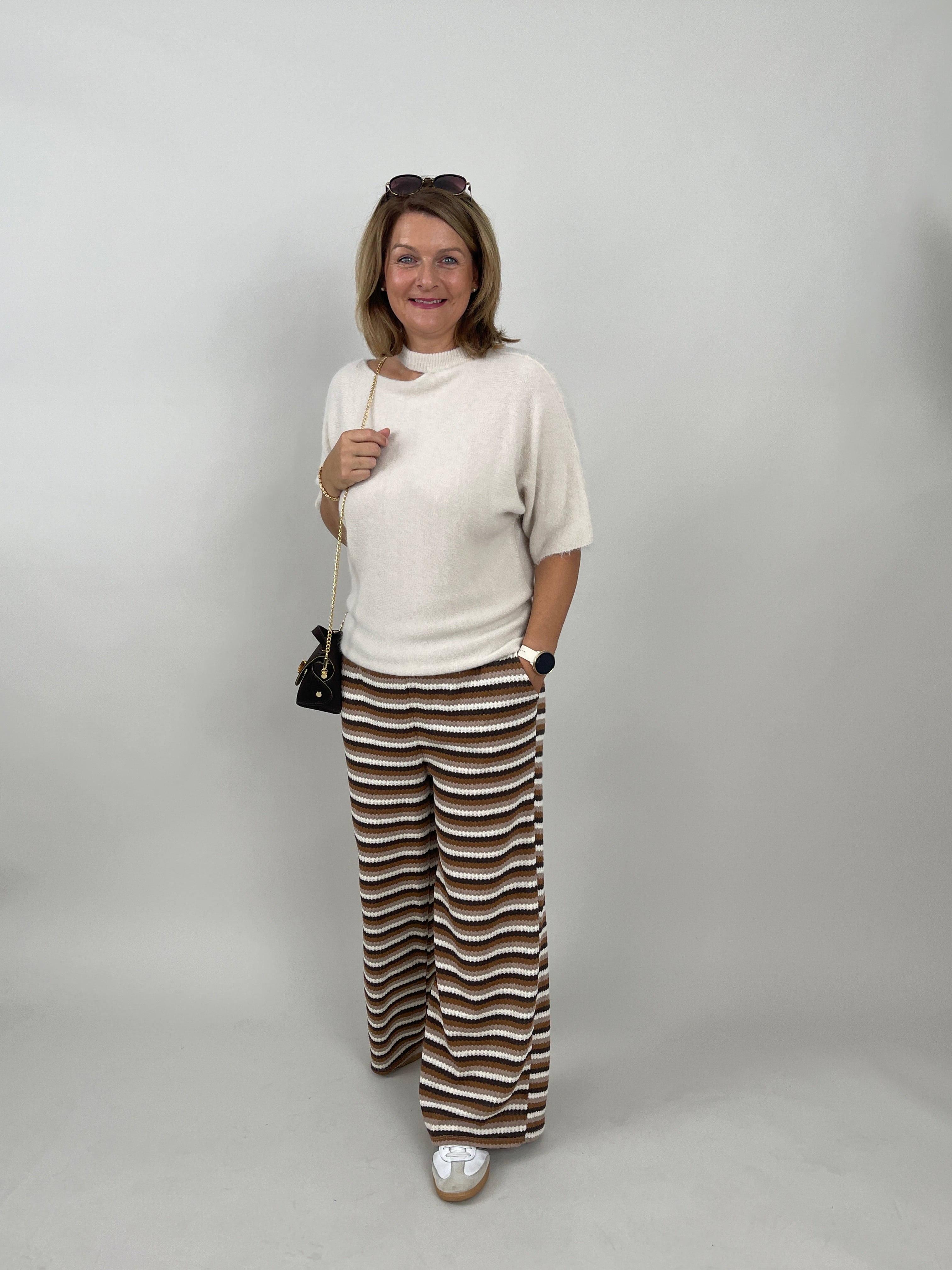 Strickhose Streifen in Brauntönen