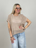 Netzpullover Kurzarm in Taupe