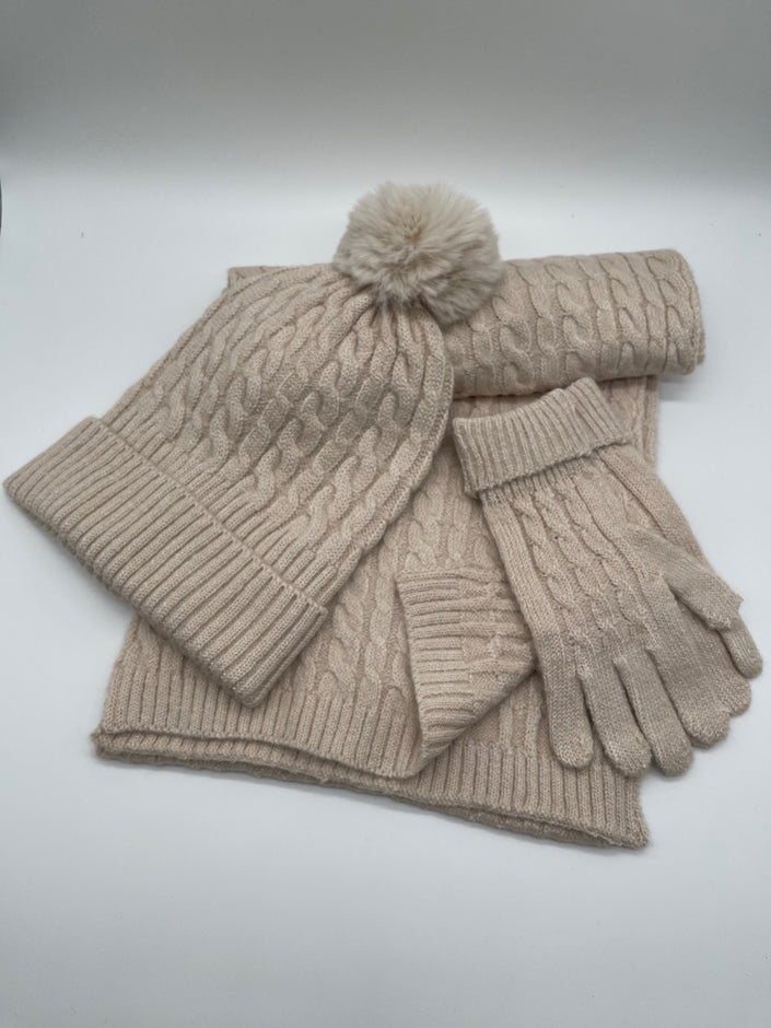 Set Schal+Mütze+Handschuhe in versch. Farben Artikel 5451