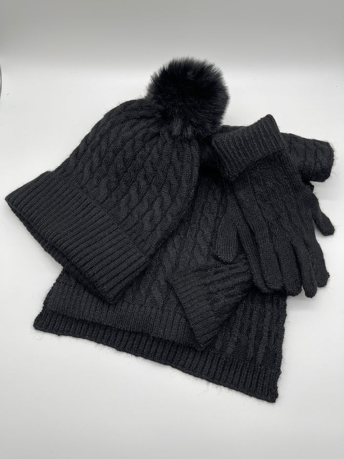 Set Schal+Mütze+Handschuhe in versch. Farben Artikel 5451