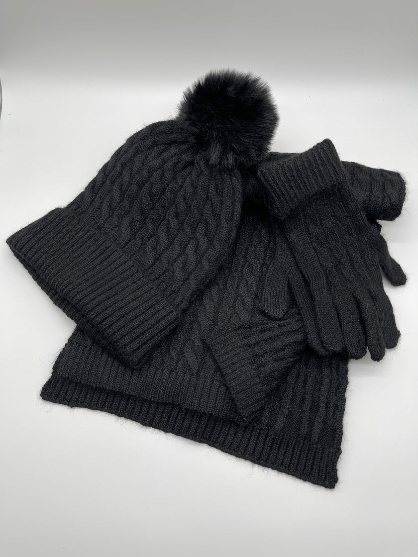 Set Schal+Mütze+Handschuhe in versch. Farben Artikel 5451