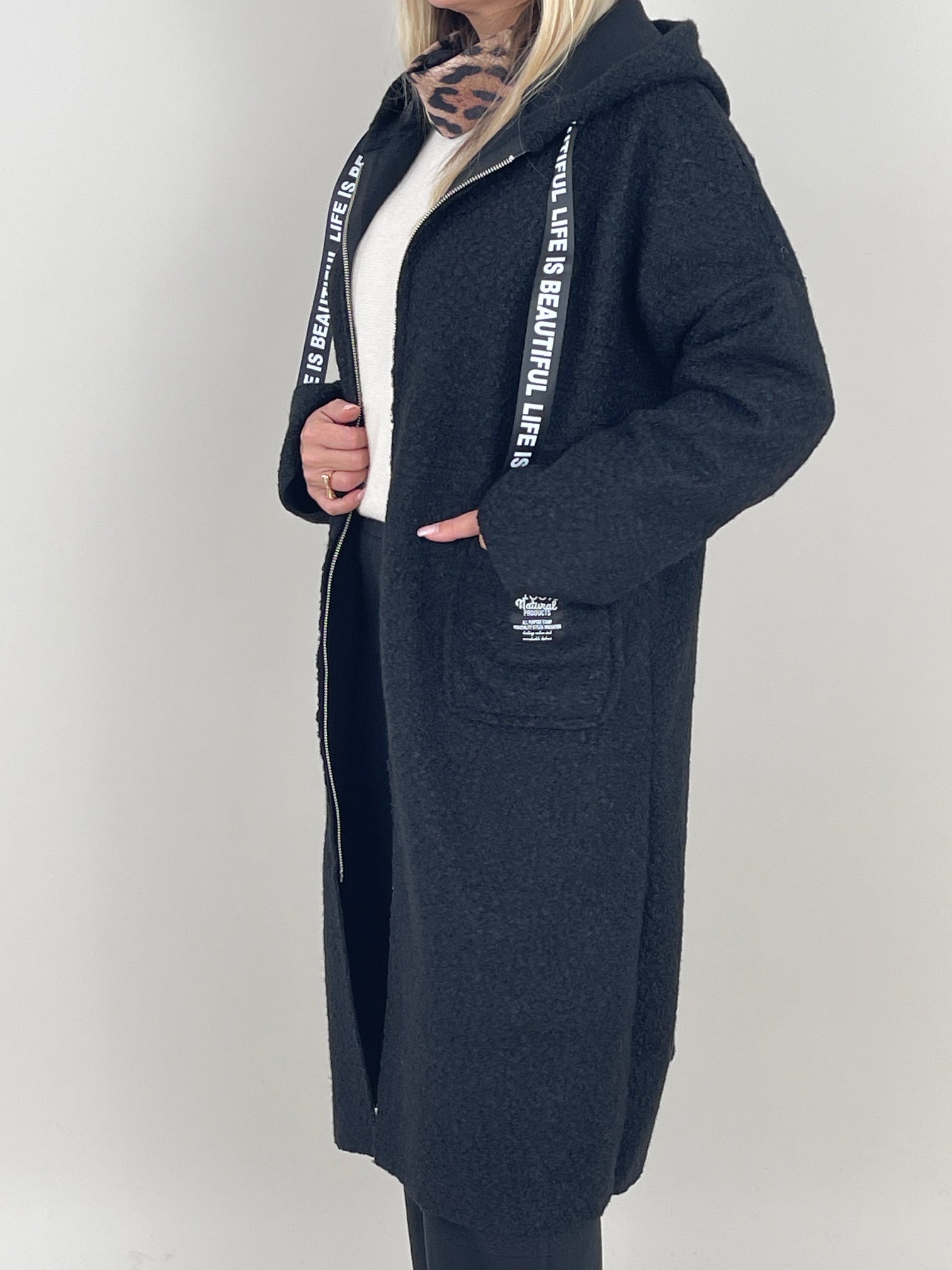 Mantel Bouclé in Schwarz Art. 6419