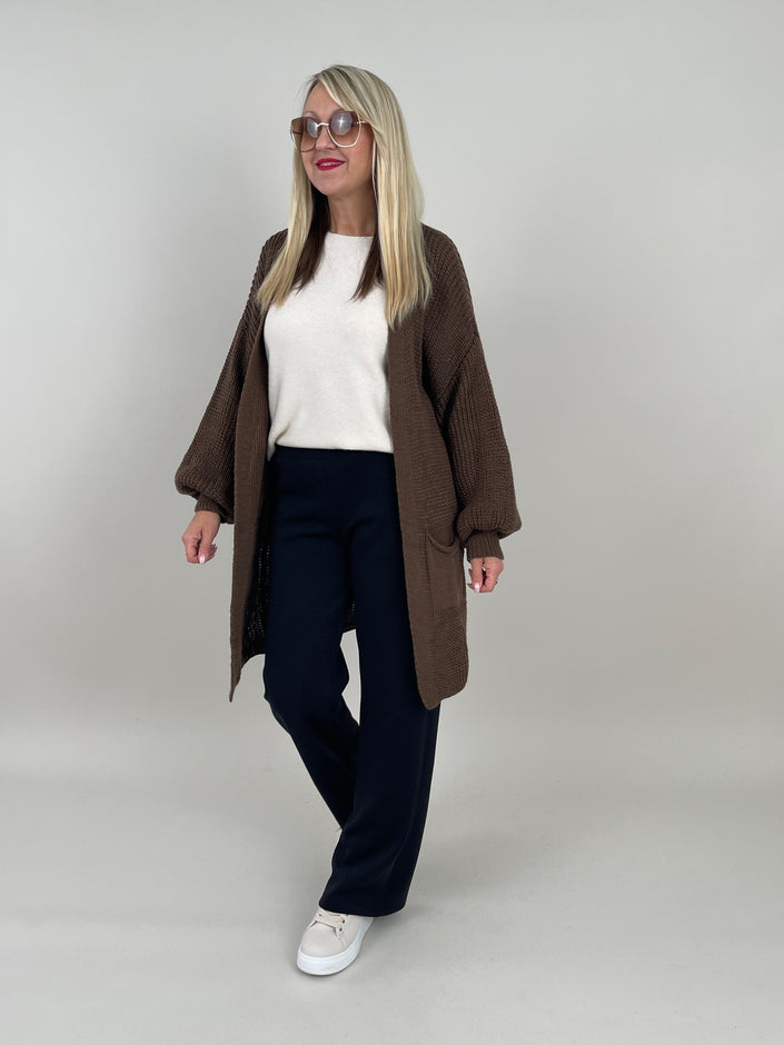 Cardigan Ballon-Ärmel in Mokka  Artikel 6421