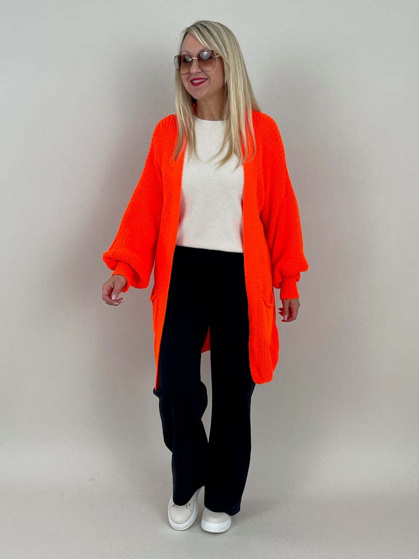 Cardigan Ballon-Ärmel in Orange Artikel 6422