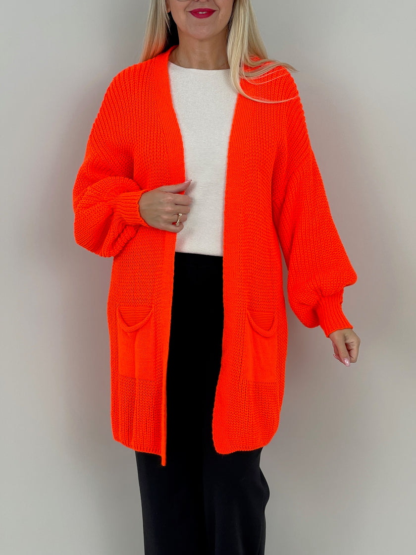 Cardigan Ballon-Ärmel in Orange Artikel 6422