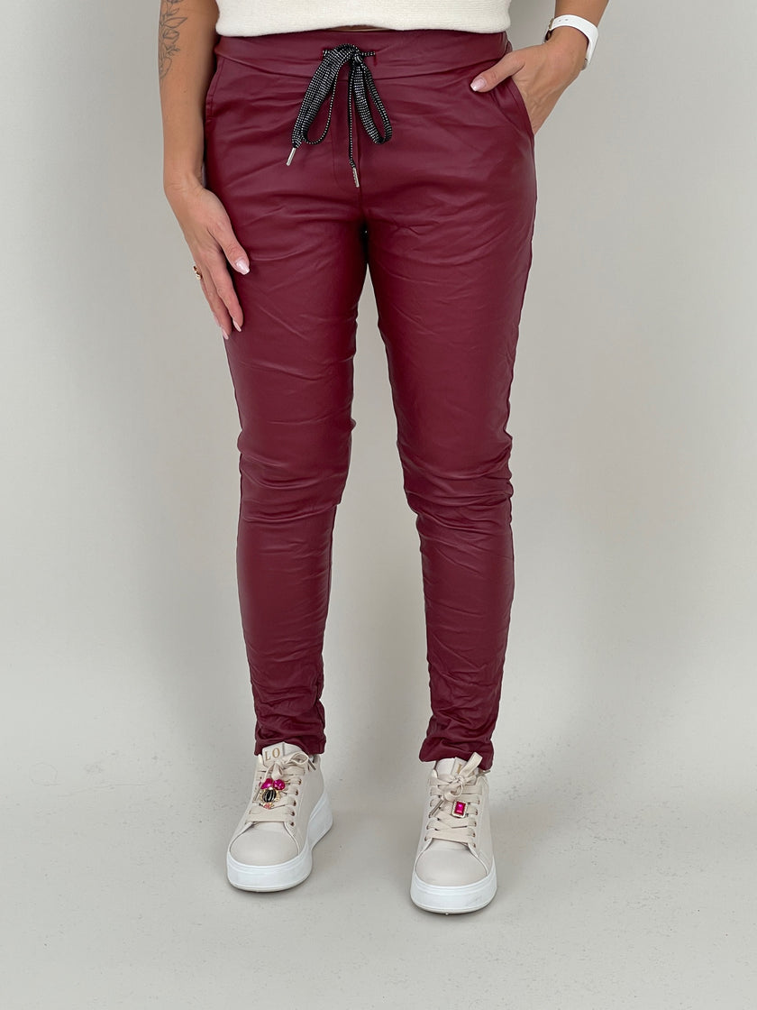 Jogpants Lederoptik in Bordeaux Artikel 6351