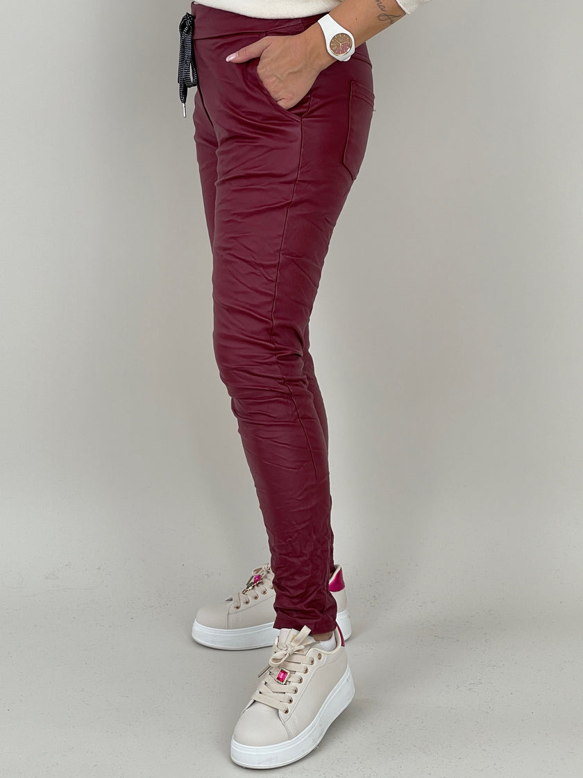 Jogpants Lederoptik in Bordeaux Artikel 6351