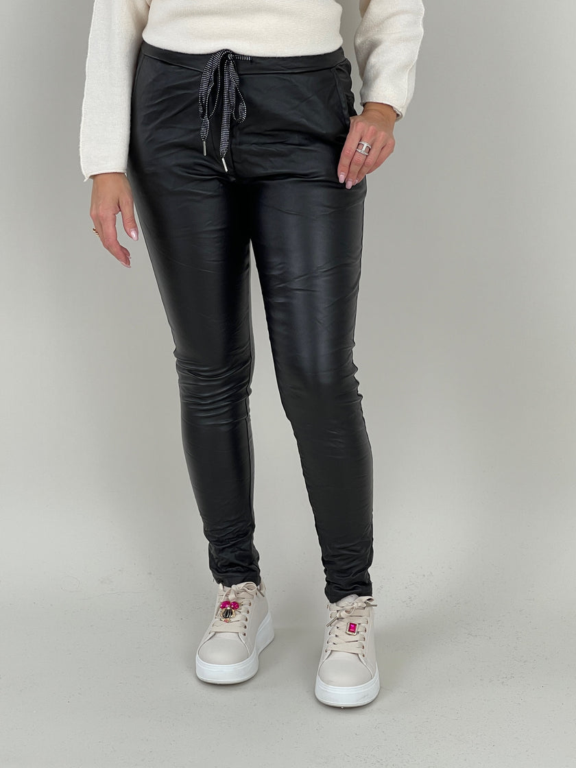 Jogpants Lederoptik in Schwarz Artikel 6350