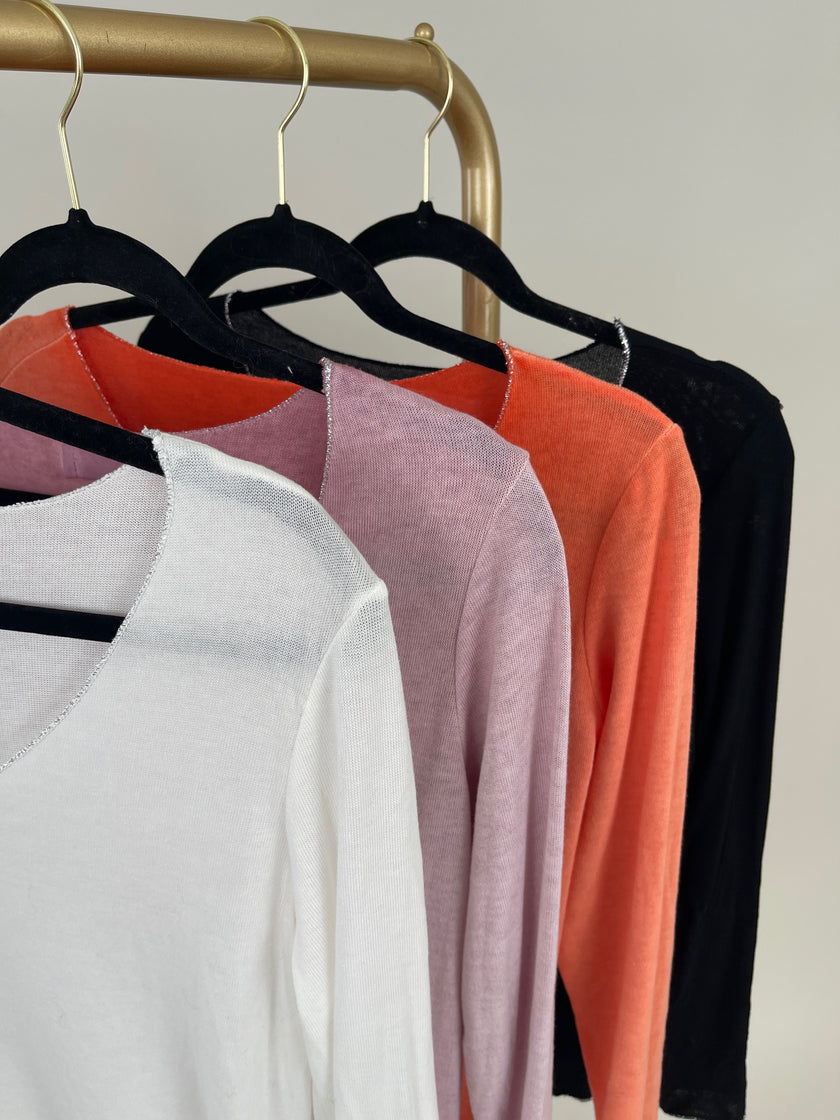 Langarmshirt mit Glitzerfäden versch. Farben Art. 6349