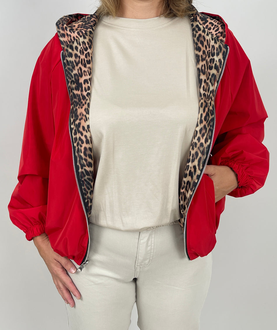 Wendejacke mit Leo-Design in Rot