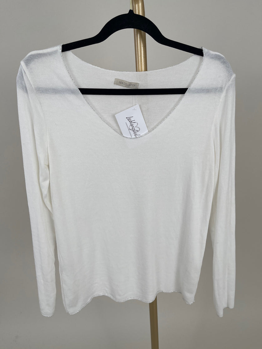 Langarmshirt mit Glitzerfäden versch. Farben Art. 6349