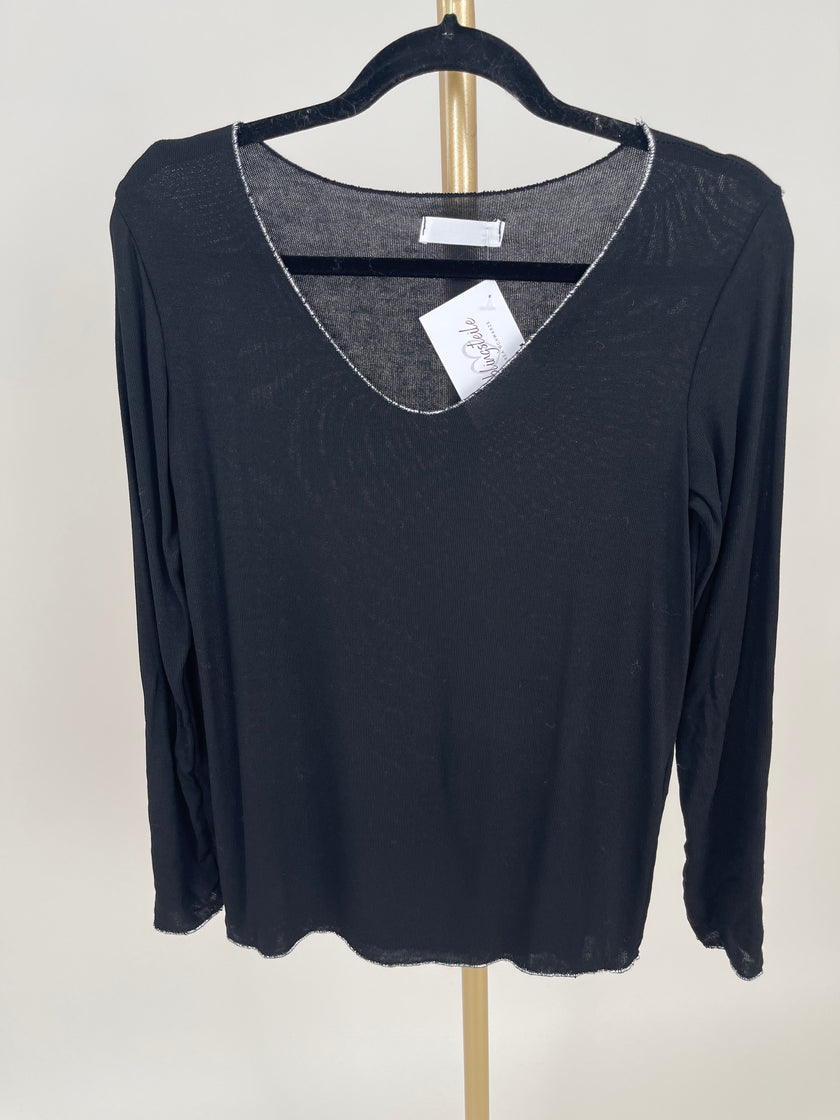 Langarmshirt mit Glitzerfäden versch. Farben Art. 6349