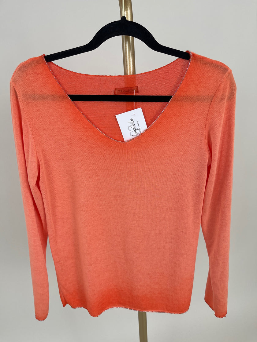 Langarmshirt mit Glitzerfäden versch. Farben Art. 6349