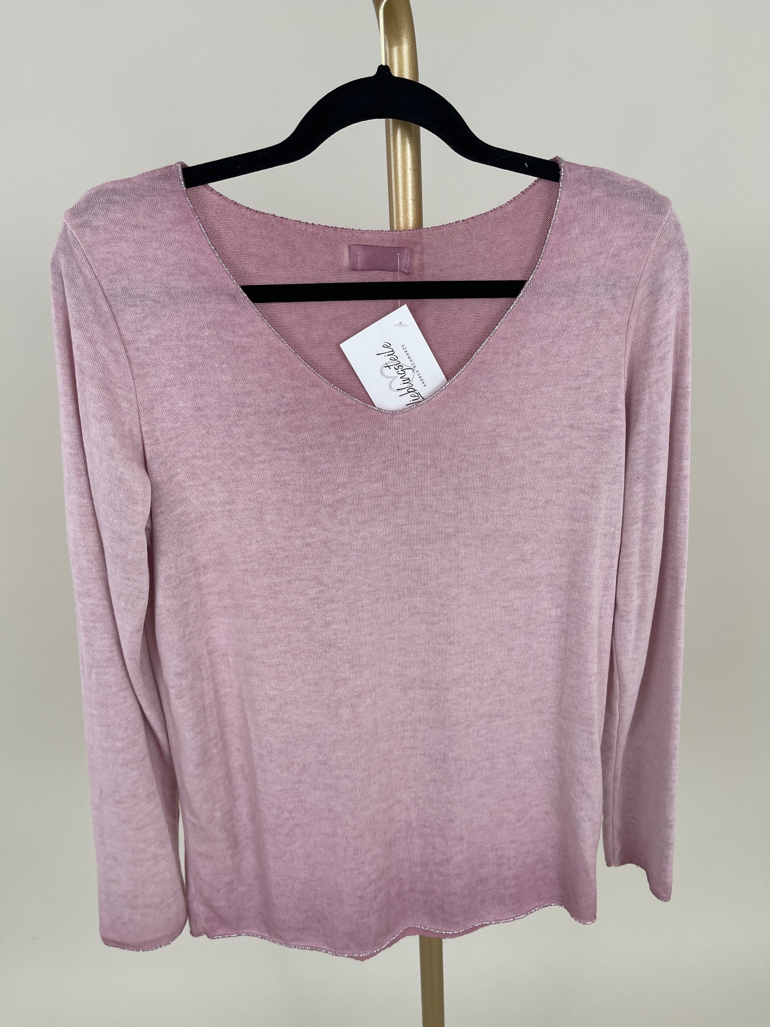 Langarmshirt mit Glitzerfäden versch. Farben Art. 6349
