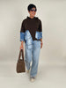 Hoodie mit Jeans-Details in Mokka Art. 6383