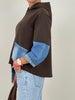 Hoodie mit Jeans-Details in Mokka Art. 6383