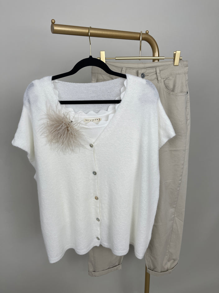 Strickweste Uni in Offwhite