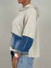 Hoodie mit Jeans-Details in Beige Art. 6382