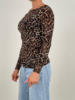 Langarmshirt mit Cashmere Leo in Camel/Schwarz Artikel 6447