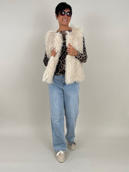 Flauschige Teddy Weste in Creme Artikel 6449