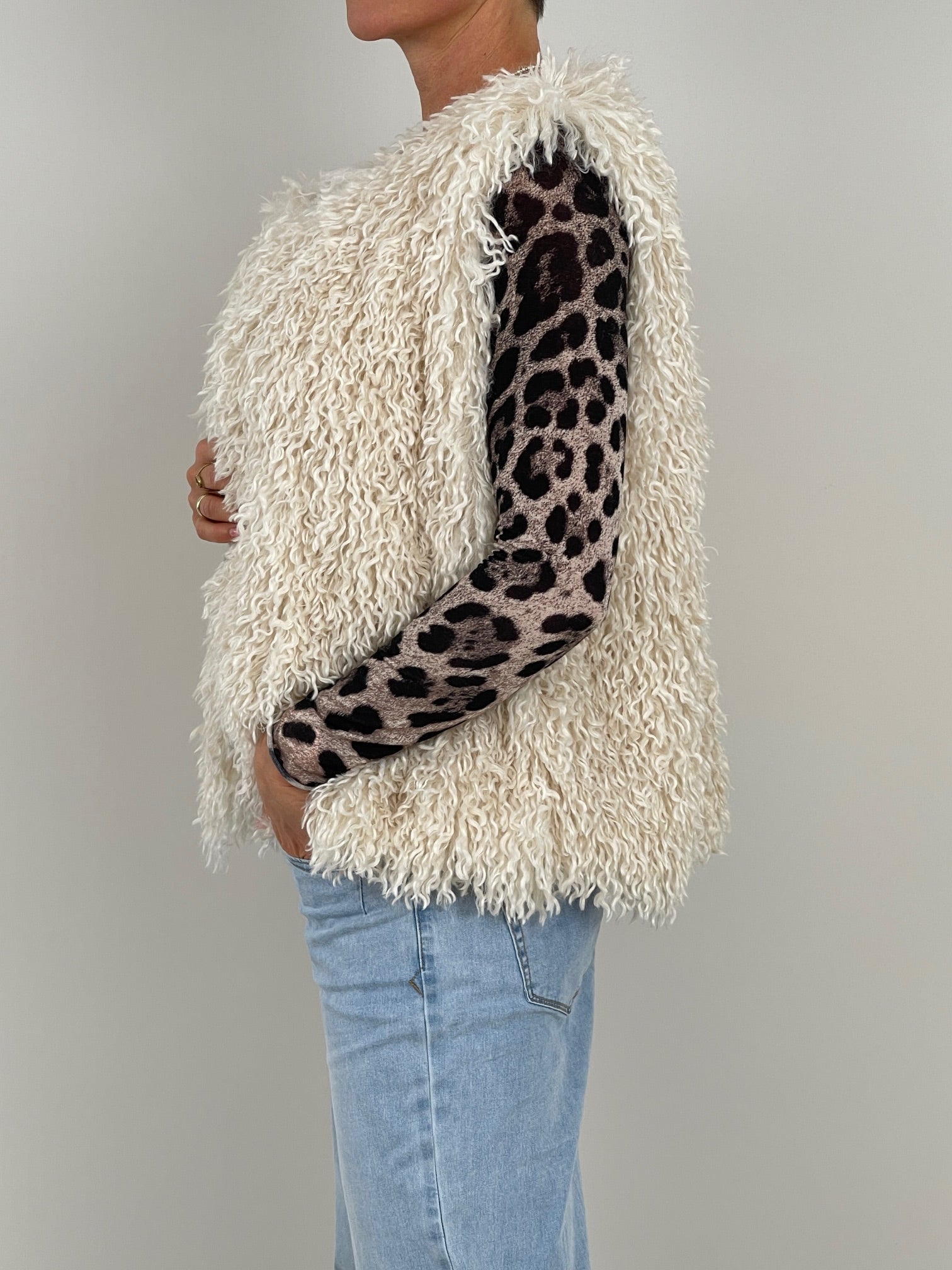 Flauschige Teddy Weste in Creme Artikel 6449