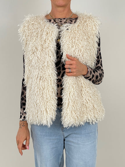 Flauschige Teddy Weste in Creme Artikel 6449