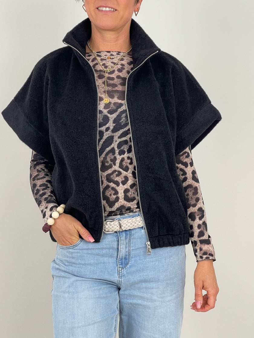 Weste Woll-Fleece Optik in Schwarz Artikel 6392