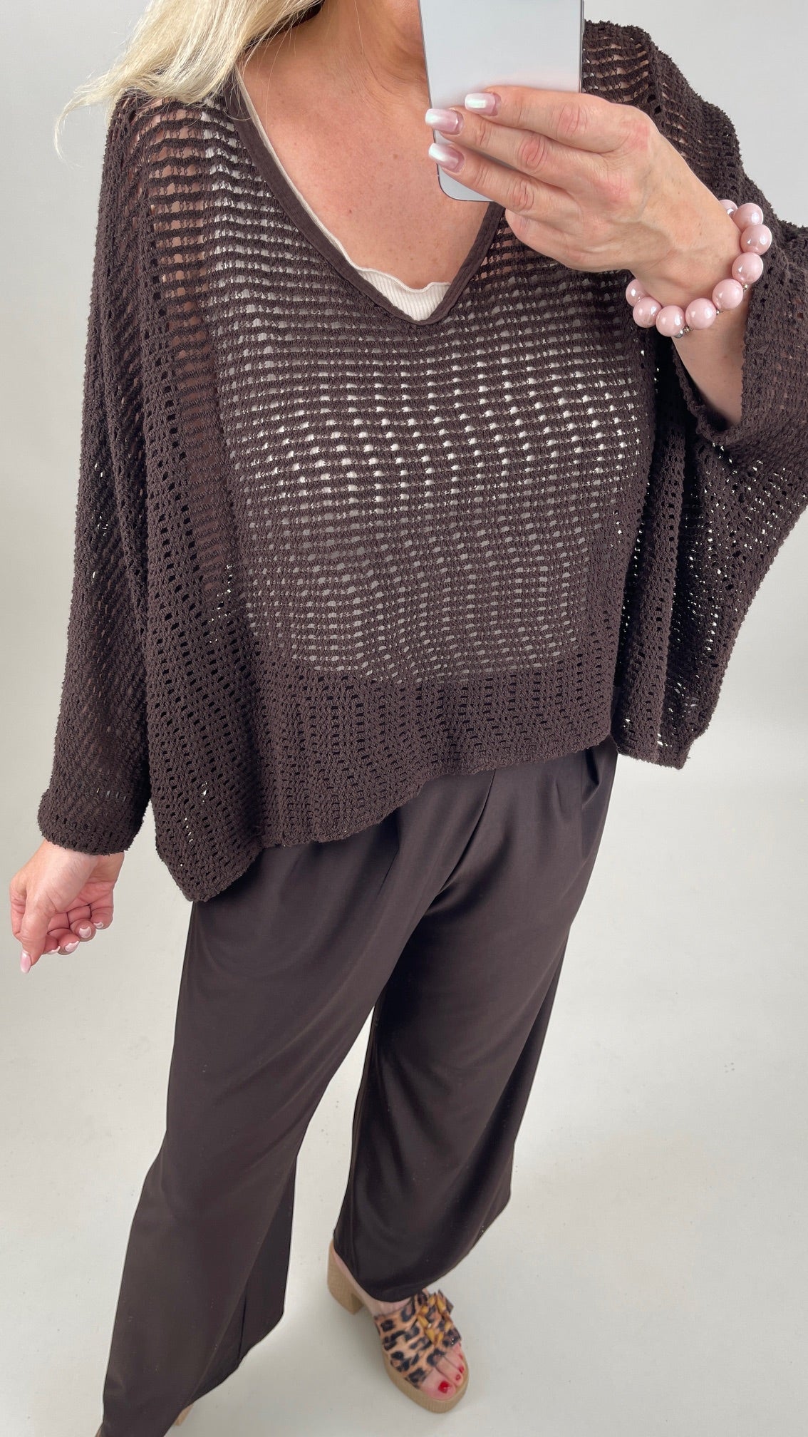 Pullover Lochmuster in Mokka Artikel 5998