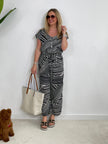 Jumpsuit gemustert in Schwarz/Creme Artikel 4065