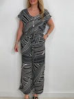 Jumpsuit gemustert in Schwarz/Creme Artikel 4065
