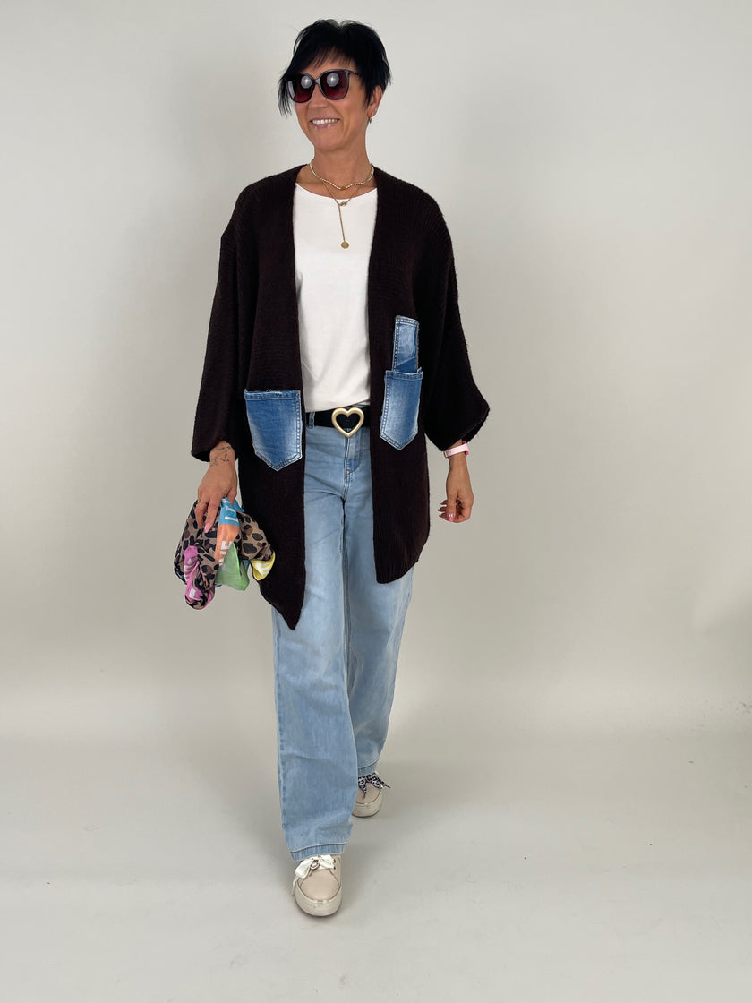 Cardigan Jeans-Details in Mokka Artikel 6378