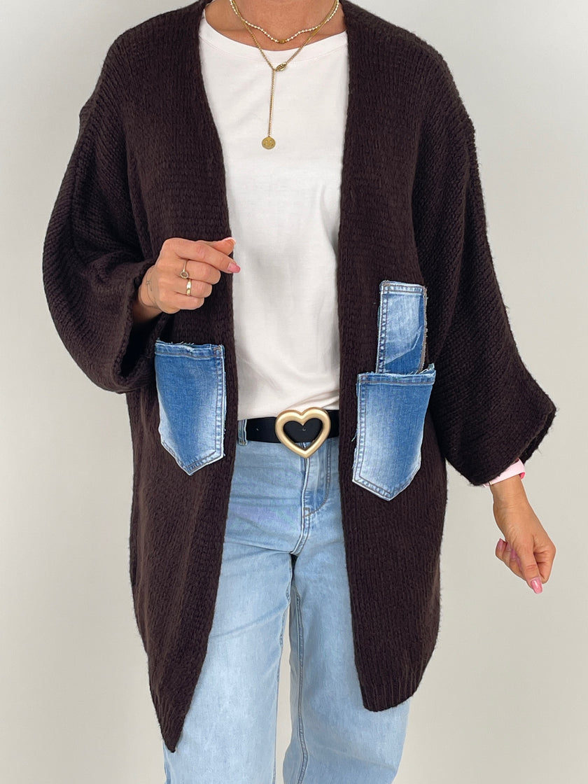 Cardigan Jeans-Details in Mokka Artikel 6378