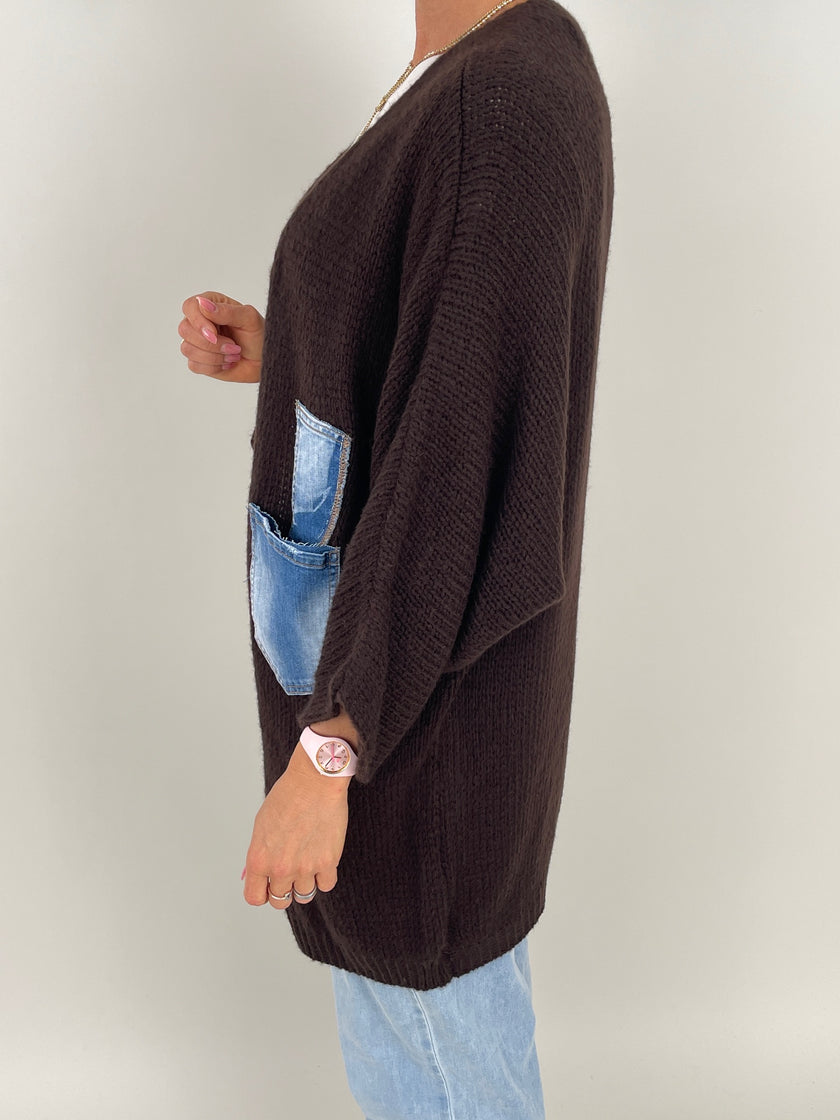 Cardigan Jeans-Details in Mokka Artikel 6378
