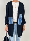 Cardigan Jeans-Details in Schwarz Artikel 6377