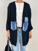 Cardigan Jeans-Details in Schwarz Artikel 6377
