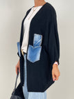 Cardigan Jeans-Details in Schwarz Artikel 6377