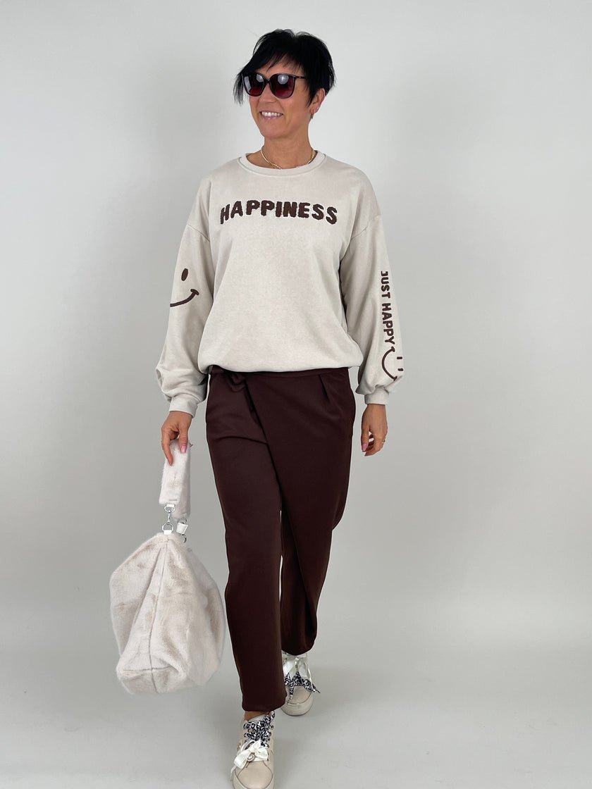 Sweatshirt Happiness in Beige Artikel 6372